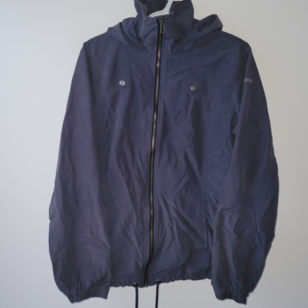 Columbia Insulated Jacket Men's Size Large Blue Gray Hooded Pockets Full Zip